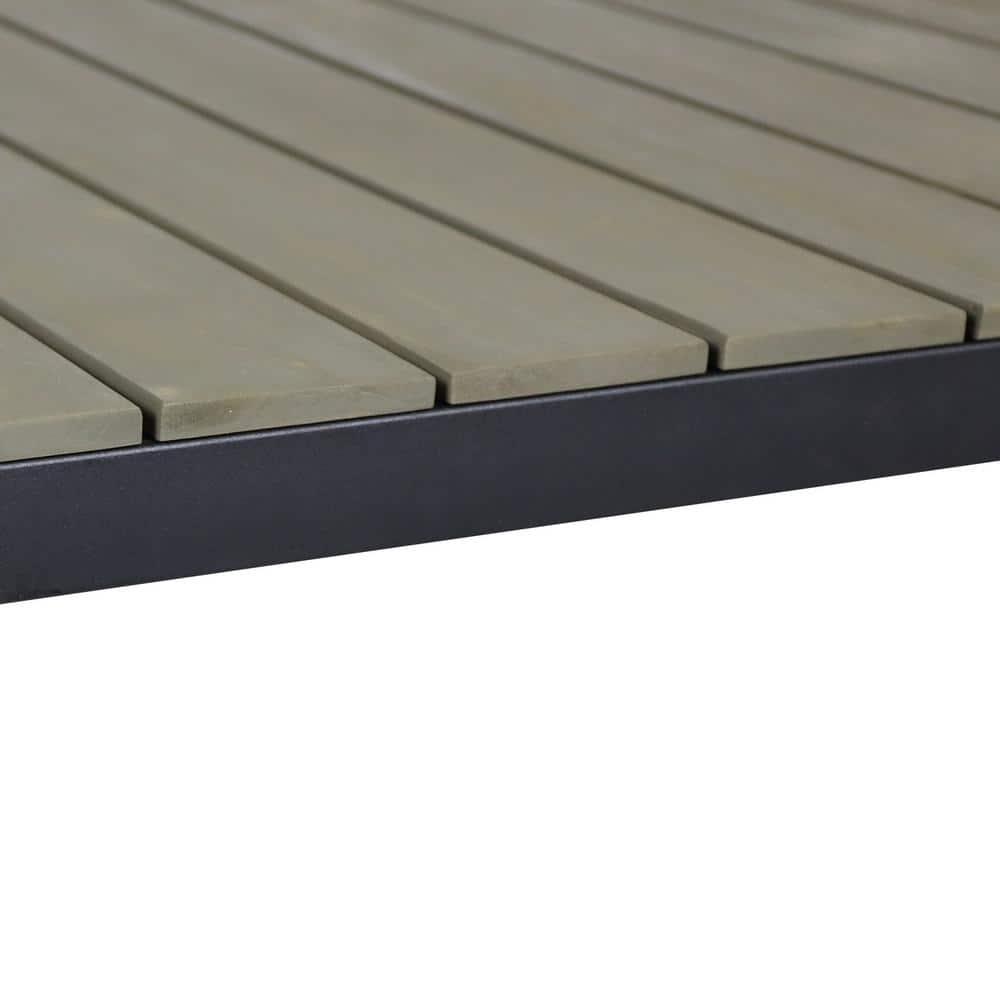 Noble House Elkhart Outdoor Modern Acacia Wood Bar Table Gray and Black