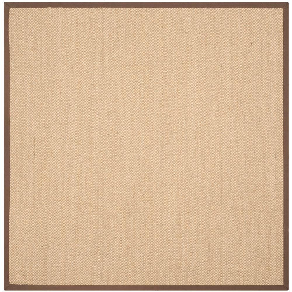 SAFAVIEH Natural Fiber Jovana Solid Area Rug, Maize/Brown, 4' x 4' Square
