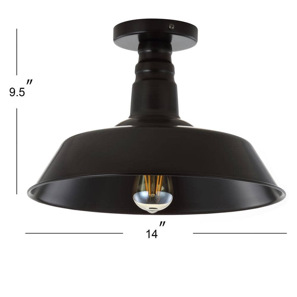 Chloe Lighting Friedrich Industrial-Style 1 Light Rubbed Bronze Semi-Flush Ceiling Fixture 14" Wide