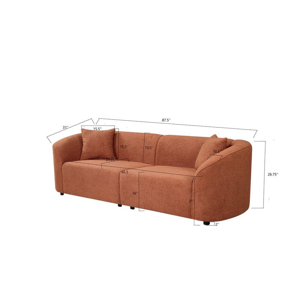 Christopher Knight Home Godwin 87.5" Modern Upholstered 3 Seater Curved Sofa, Orange