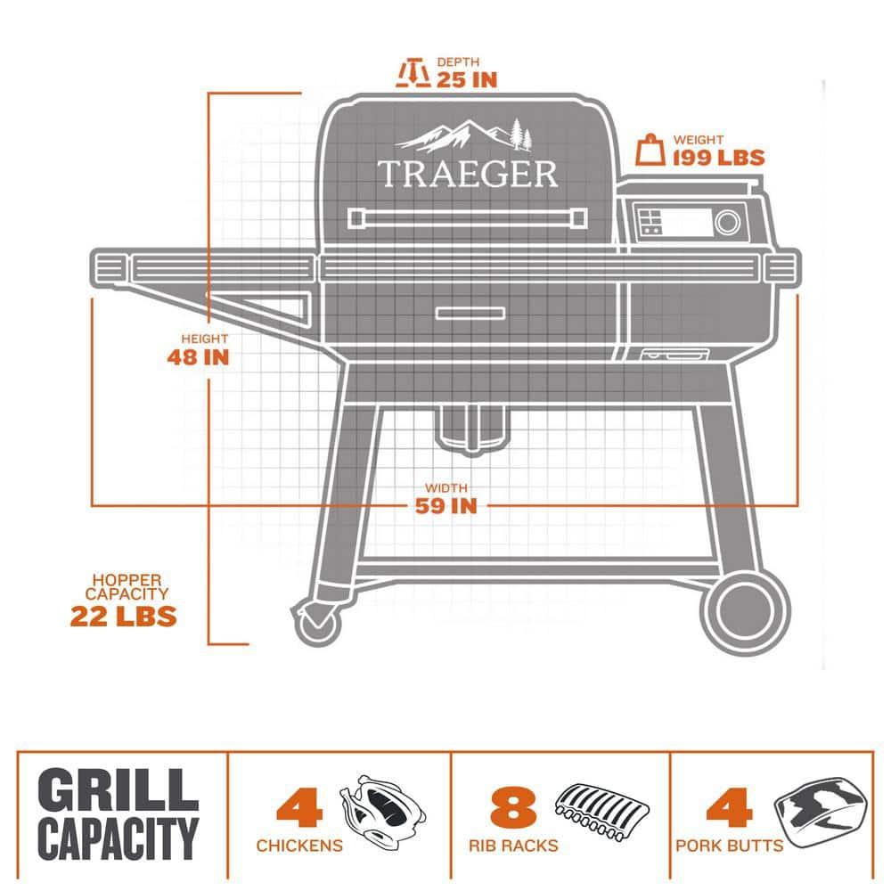 Traeger Ironwood Pellet Smoker Grill, Electric Wood Pellet Grill with WiFIRE App Control, 165F - 500F Degree Temperature Control Super Smoke Mode, 6-in-1 BBQ Smoker Grilling Combo, TFB61RLG