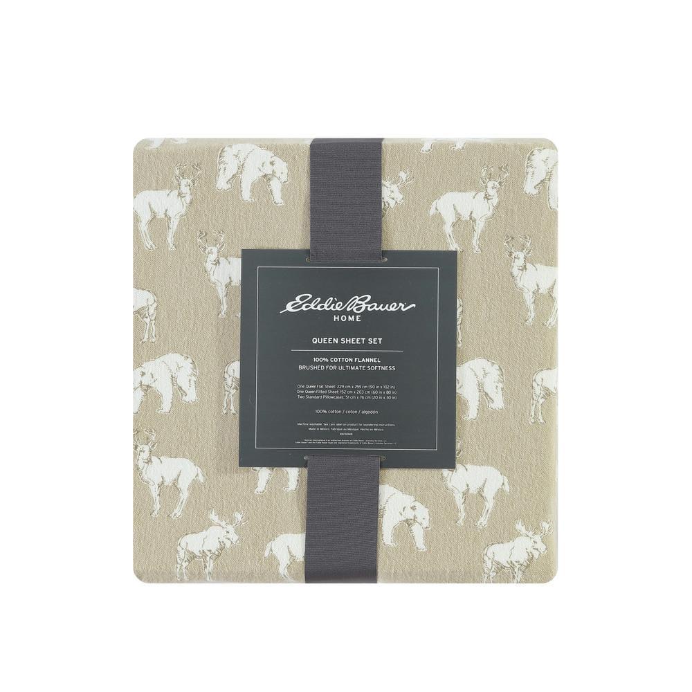 Full Patterned Flannel Sheet Set Tan - Eddie Bauer