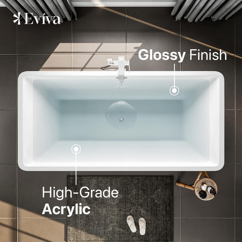 Eviva 59'' x 29'' Freestanding Soaking Acrylic Bathtub EVTB1015-60WH