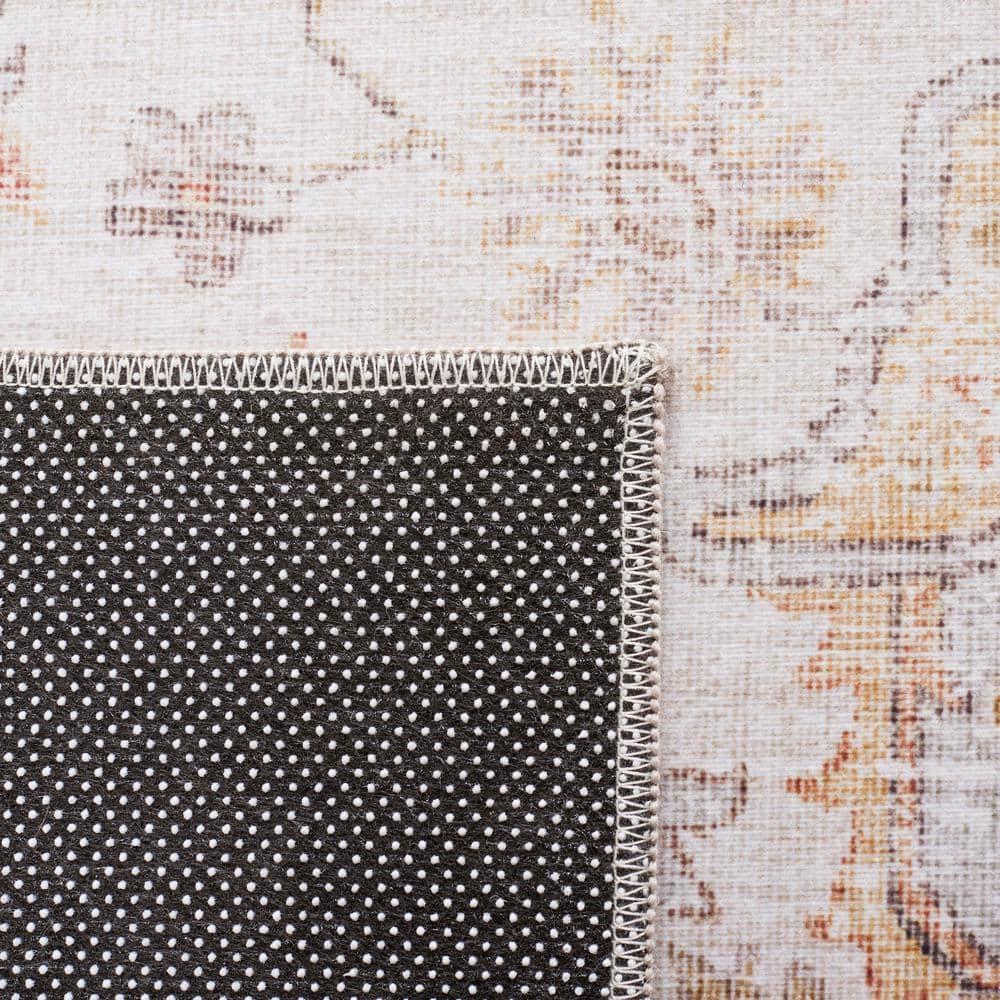 Tucson TSN105 Power Loomed Machine Washable Area Rug - Light Grey/Rust - 4'x4' - Safavieh.