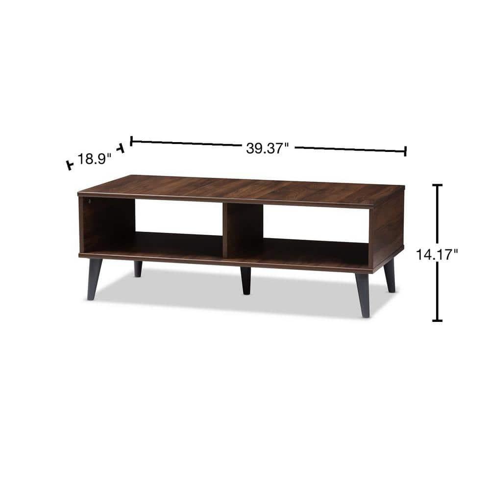 Pierre Coffee Table Dark Brown/Gray - Baxton Studio: Mid-Century Modern Storage, Tapered Legs