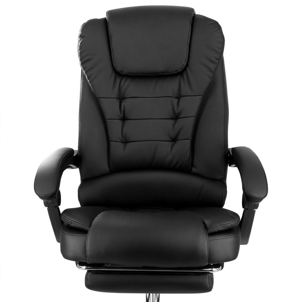 HOMCOM Executive Office Chair with Footrest and Lumbar Support, PU Leather Office Desk Chair, Ergonomic, Reclining and Swivel Chair, Black