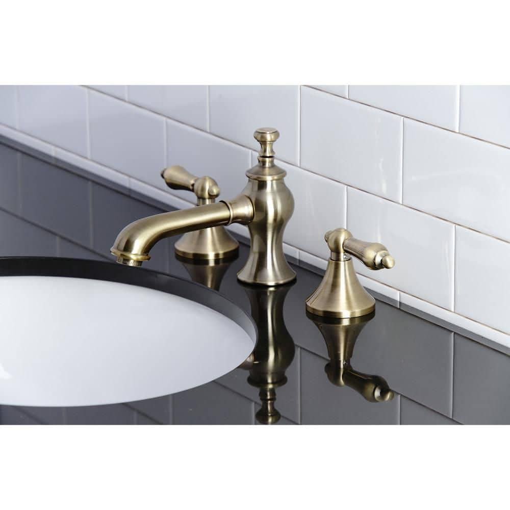 Kingston Brass Kingston Brass Vintage Two-Handle 3-Hole Deck Mount Widespread Bathroom Faucet with Brass Pop-Up Drain KC7066AL