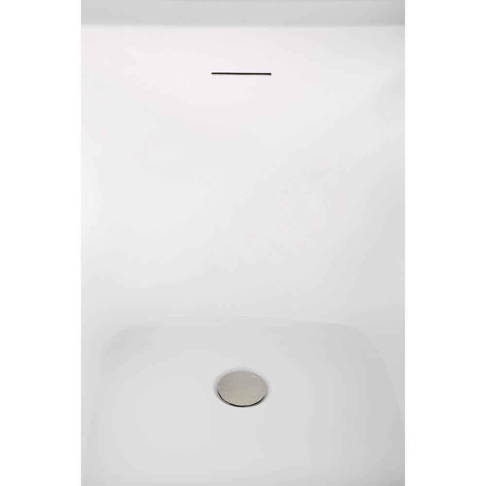 Streamline Bath 51" Streamline Soaking Glossy White Acrylic Freestanding Bathtub, Bamboo Tray, Drain B-520-244-BNK