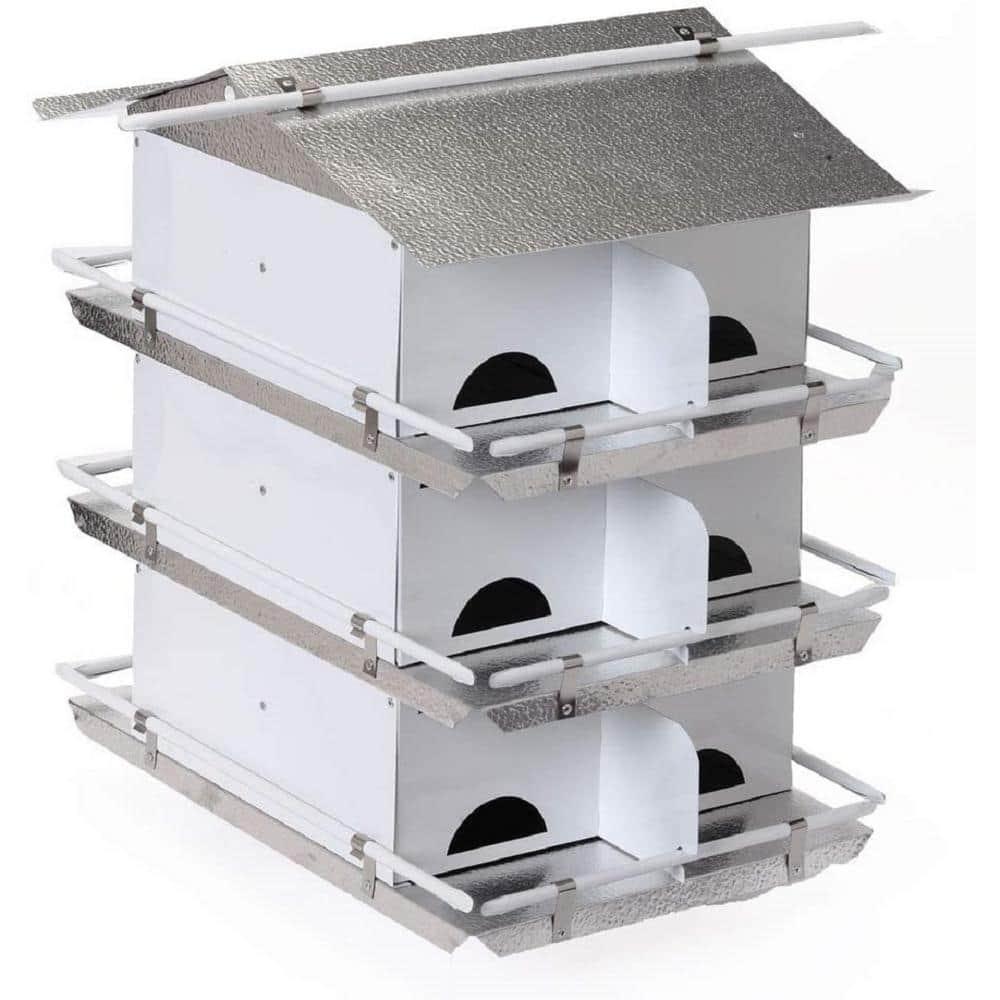 Birds Choice Birds Choice Medium 3-Level, 12-Room Purple Martin Bird House with Starling-Resistant Entrances, White/Grey