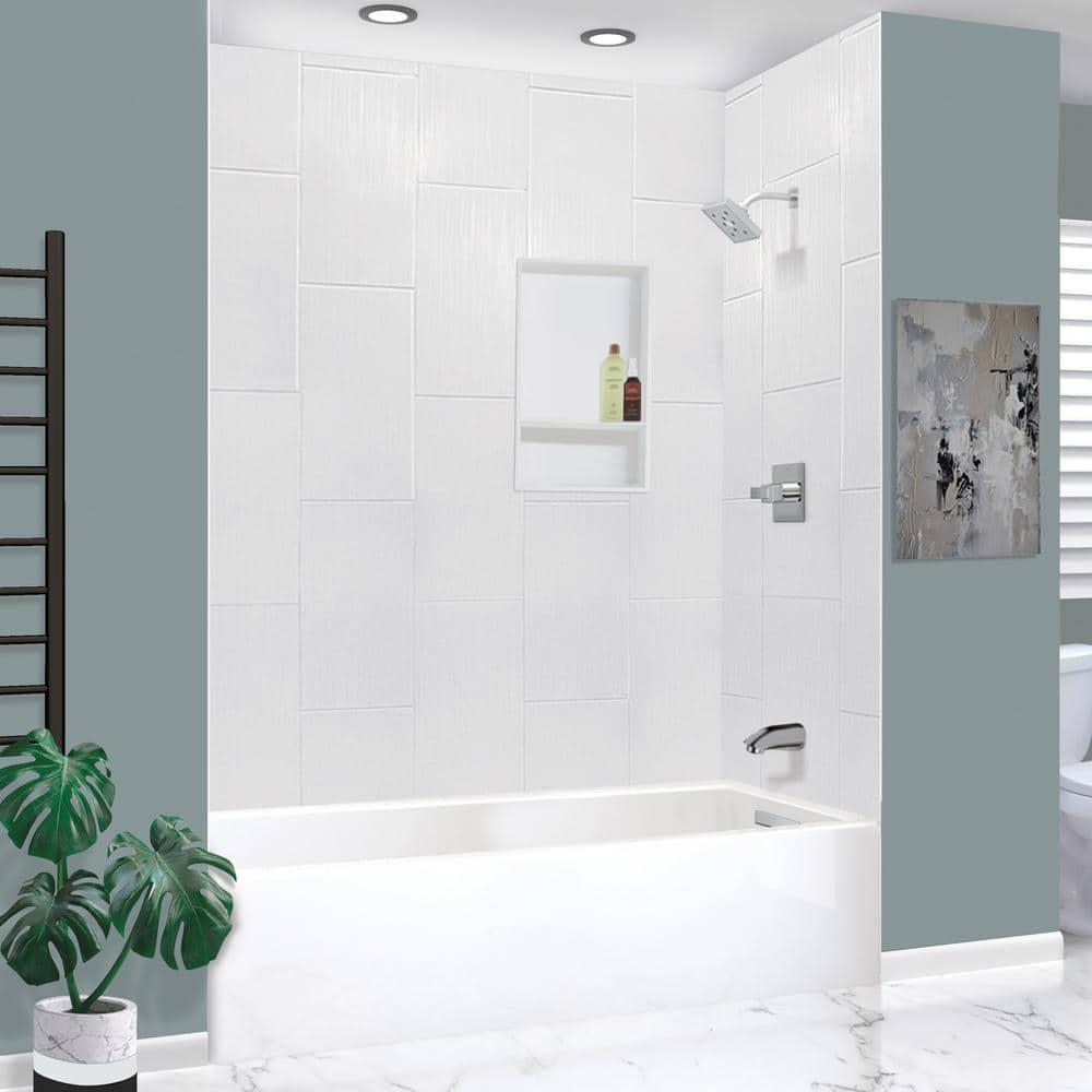 Unity White Acrylic Alcove Bathtub with Polished Chrome Drain