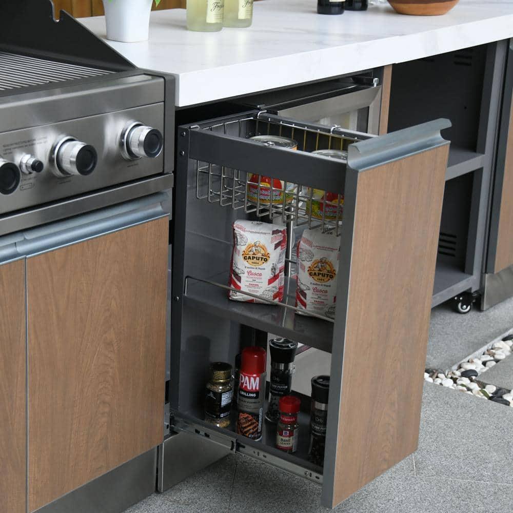 Prokan Bespoke 94" 5B - 3 Modular Outdoor Kitchen In Wood Pattern Panels