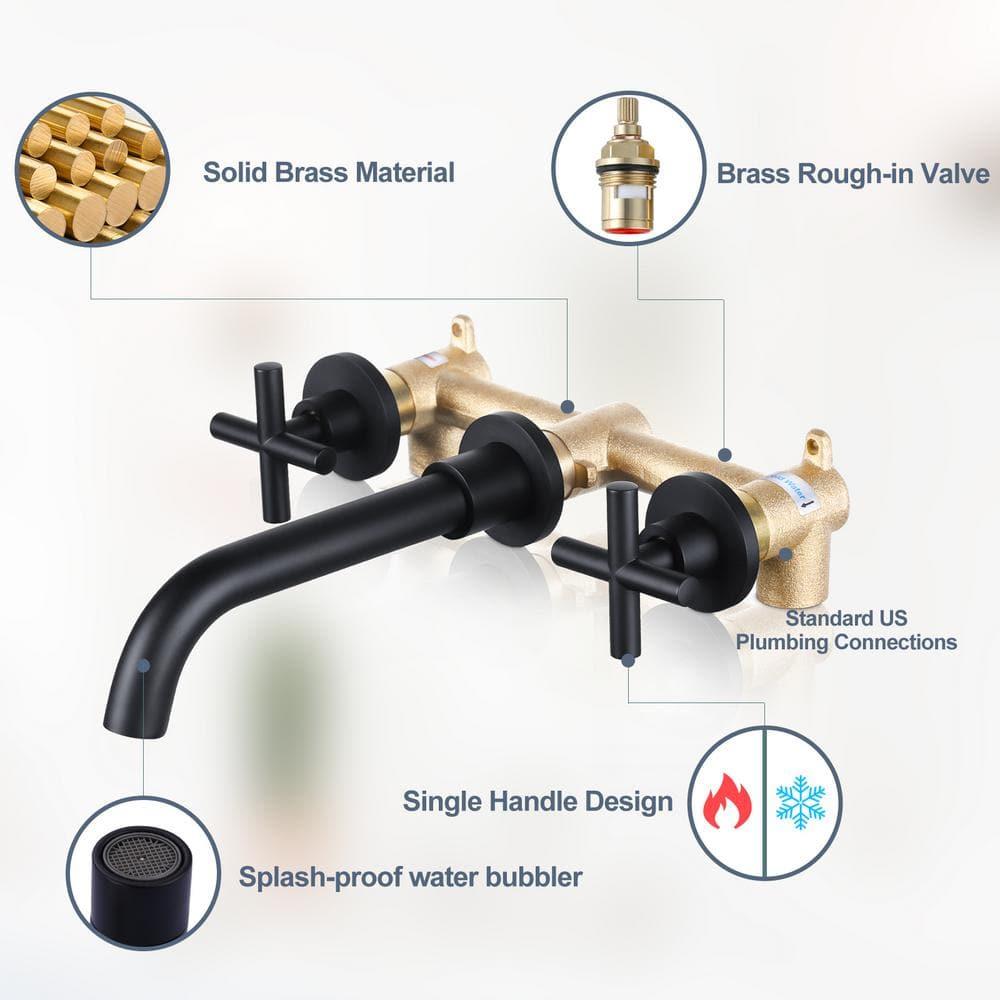 2-Handle 3-Hole Wall Mounted Roman Tub Faucet With 360° Swivel Spout
