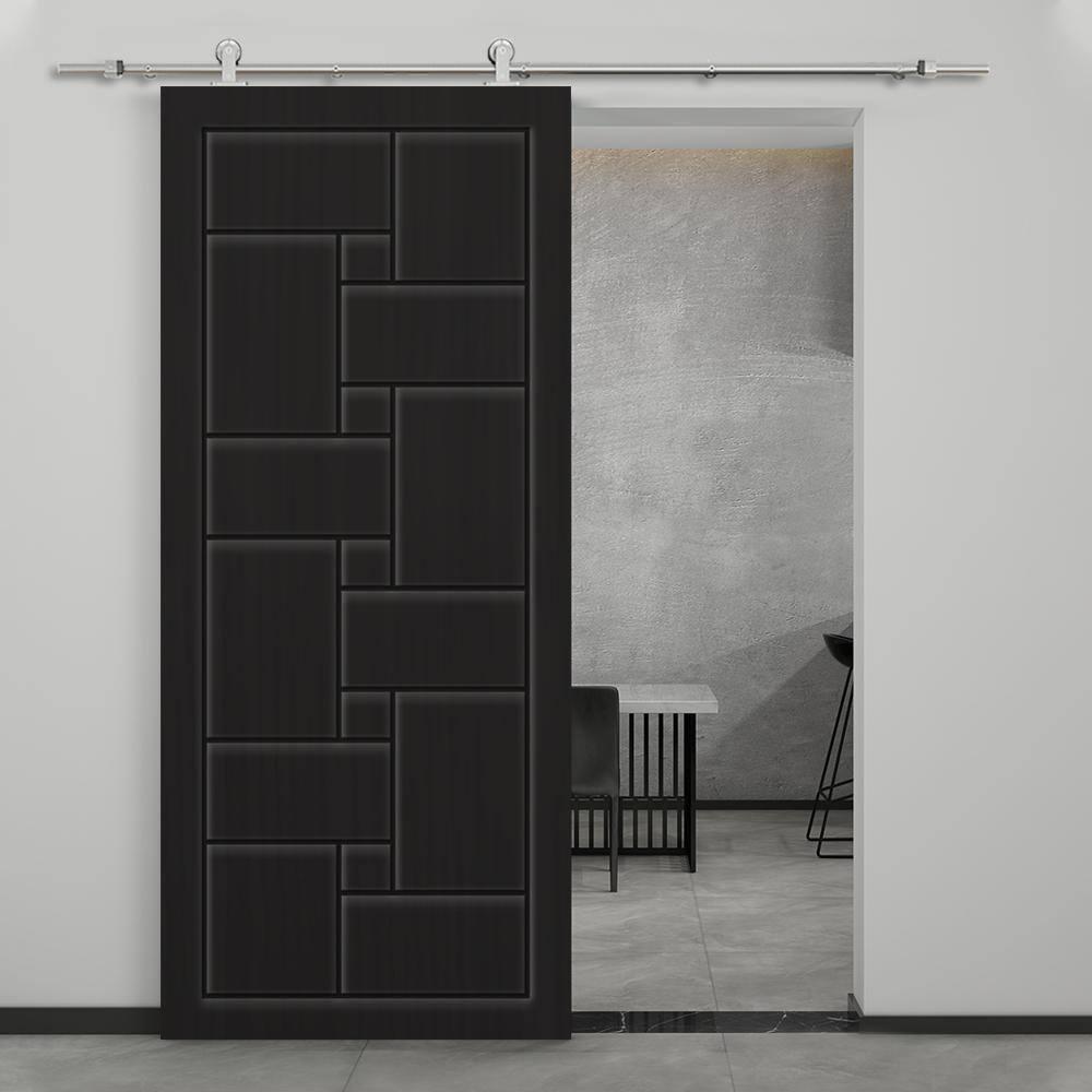 Calhome Paneled Manufactured Wood And Metal Barn Door With Installation Hardware Kit