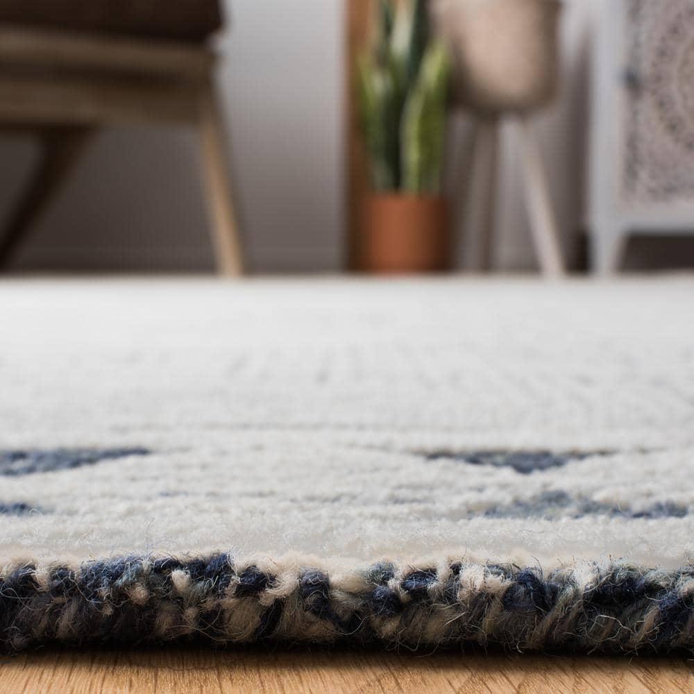 Abstract ABT349 Hand Tufted Area Rug - Ivory/Navy - 4' X 6' - Safavieh.