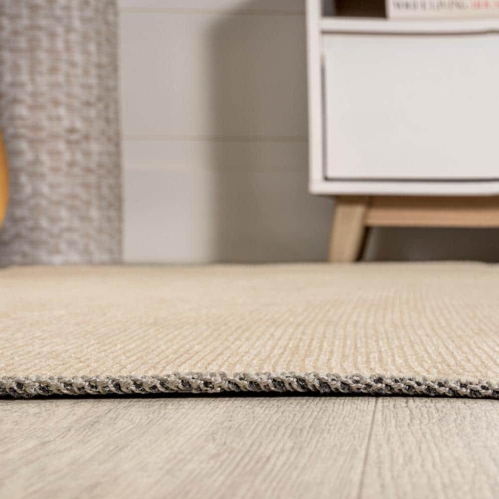 4' x 6' Cirkel Minimalist Geometric Dot Machine-Washable Area Rug, Cream/Olive - JONATHAN Y