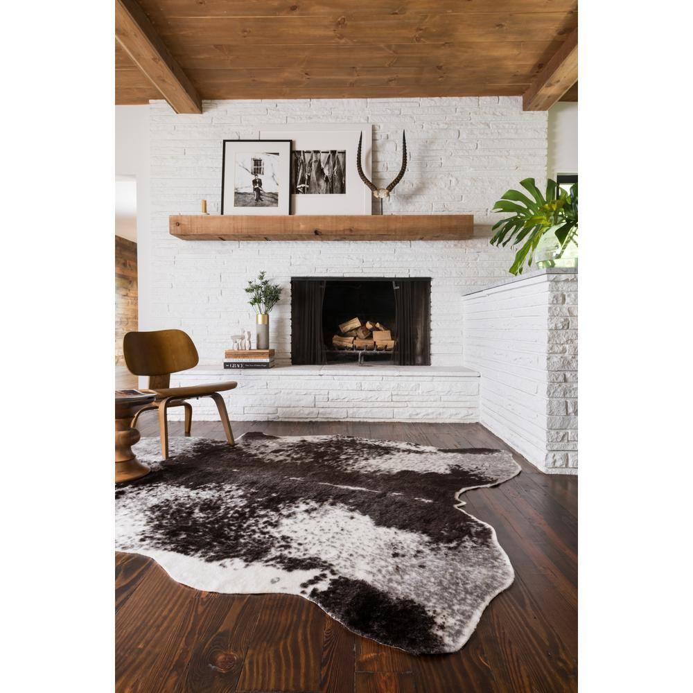 Ivory Synthetic Cowhide Stain-Resistant Rectangular Rug 60" x 78"