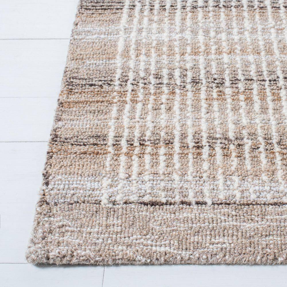 Abstract ABT220 Handmade Indoor Area Rug - Brown/Ivory - 6'x6' - Safavieh