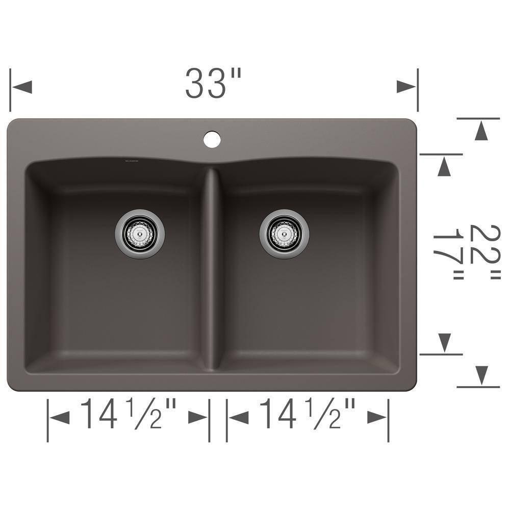Diamond SILGRANIT 33" L x 22" W Double Bowl Drop-In/Undermount Kitchen Sink