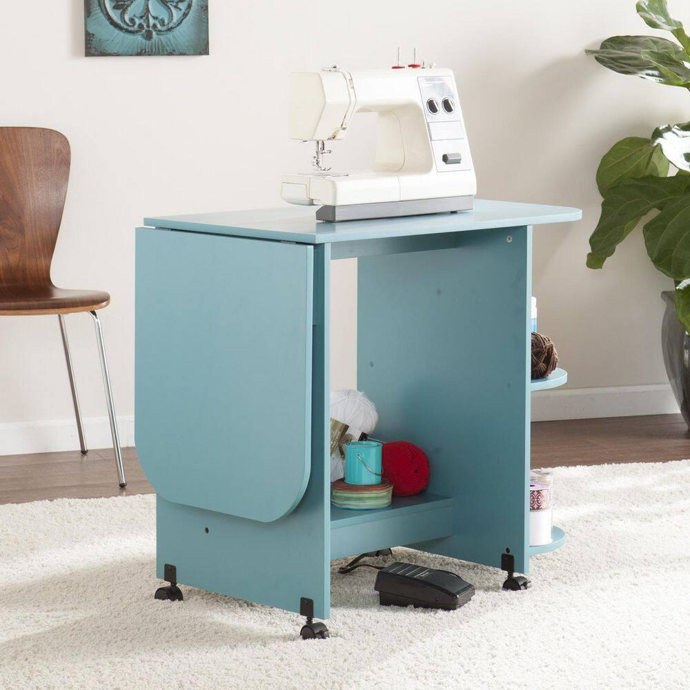 Stradville Expandable Rolling Sewing Table/Craft Station - HZ8665 - Turquoise - SEI