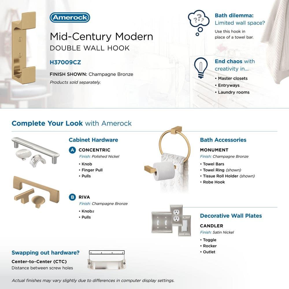 Bray Contemporary Double Prong Decorative Wall Hook