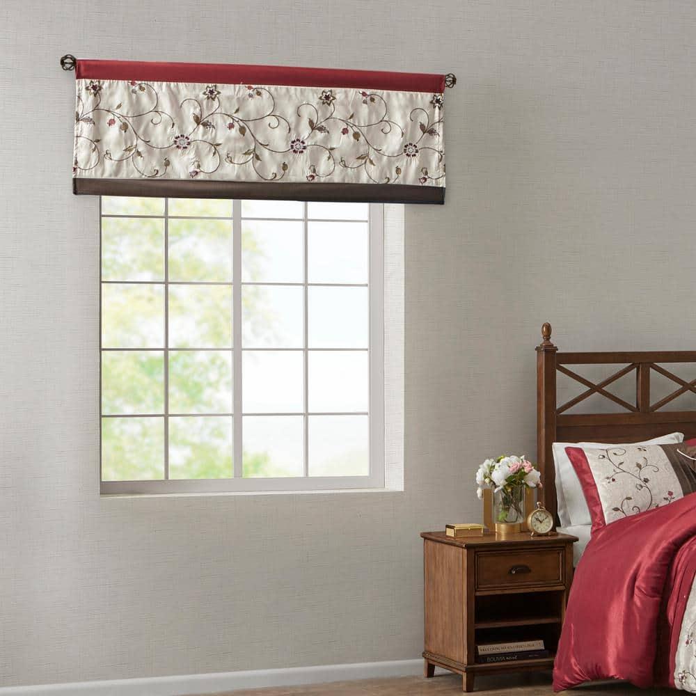 Madison Park Serene Floral Embroidered 50'' W Single Window Valance