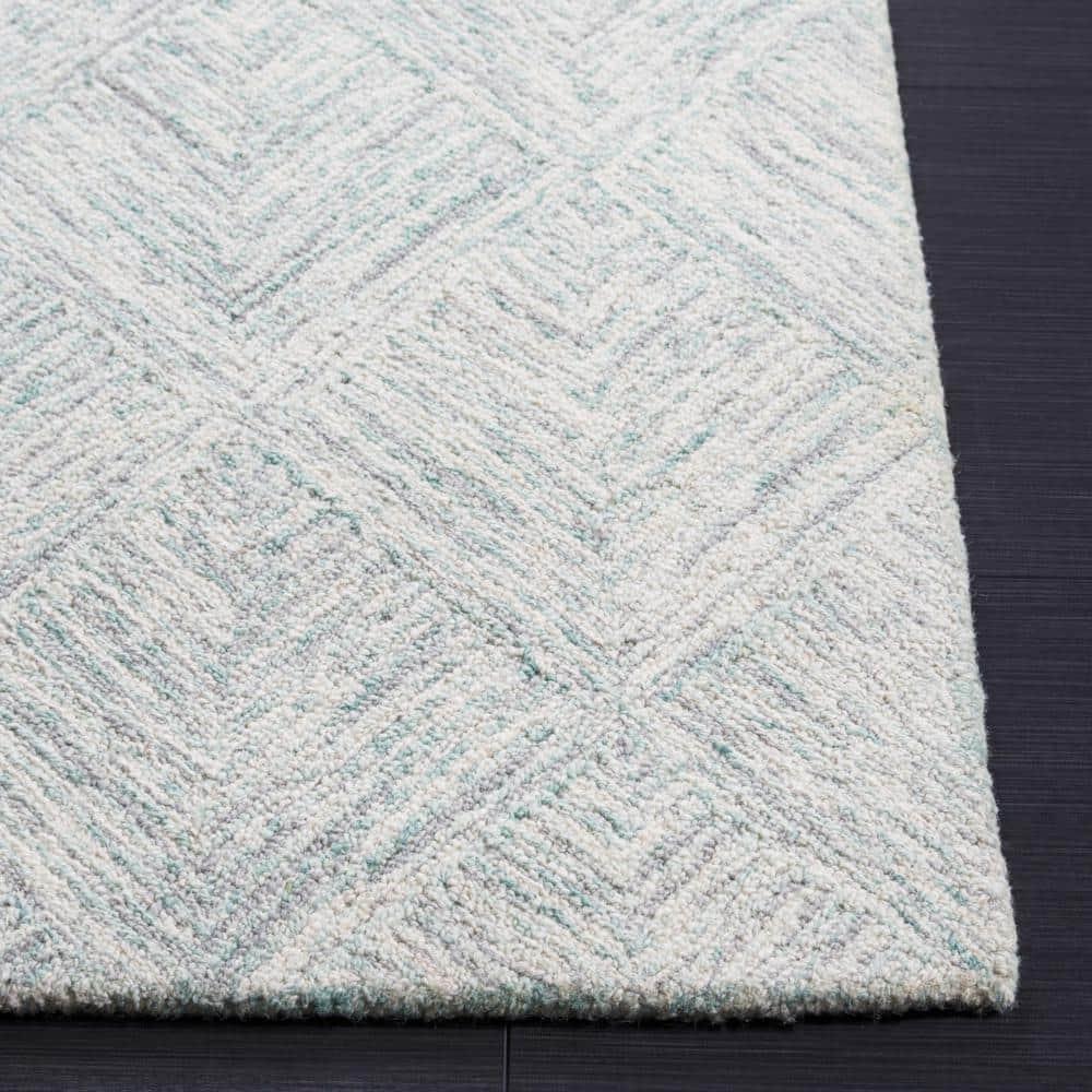 Abstract ABT428 Handmade Indoor Area Rug - Grey/Turquoise - 4'x6' - Safavieh