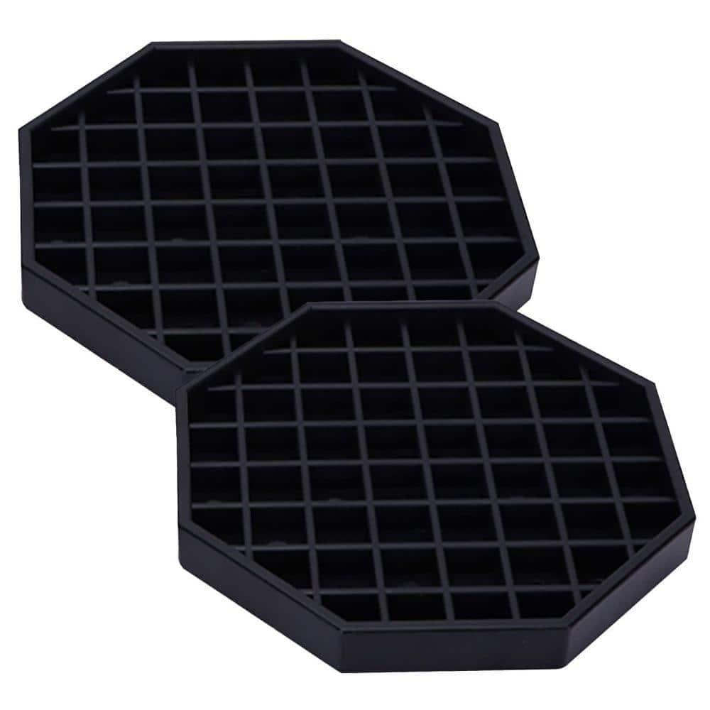 6 in. Black Plastic Octagonal Coffee Drip Tray with Honeycomb Grid (2-Pack)