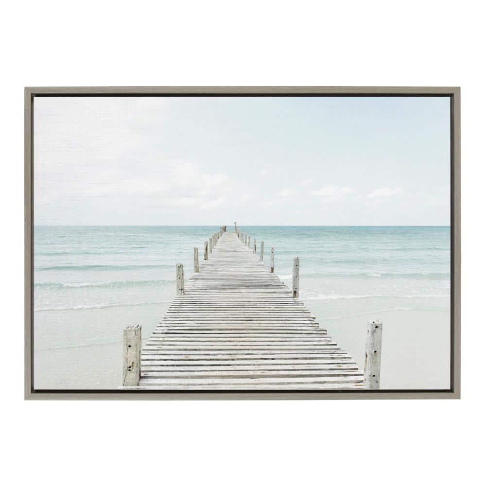 23" x 33" Sylvie Wooden Pier Framed Canvas by Amy Peterson Gray - Kate and Laurel: Coastal Serenity Wall Decor