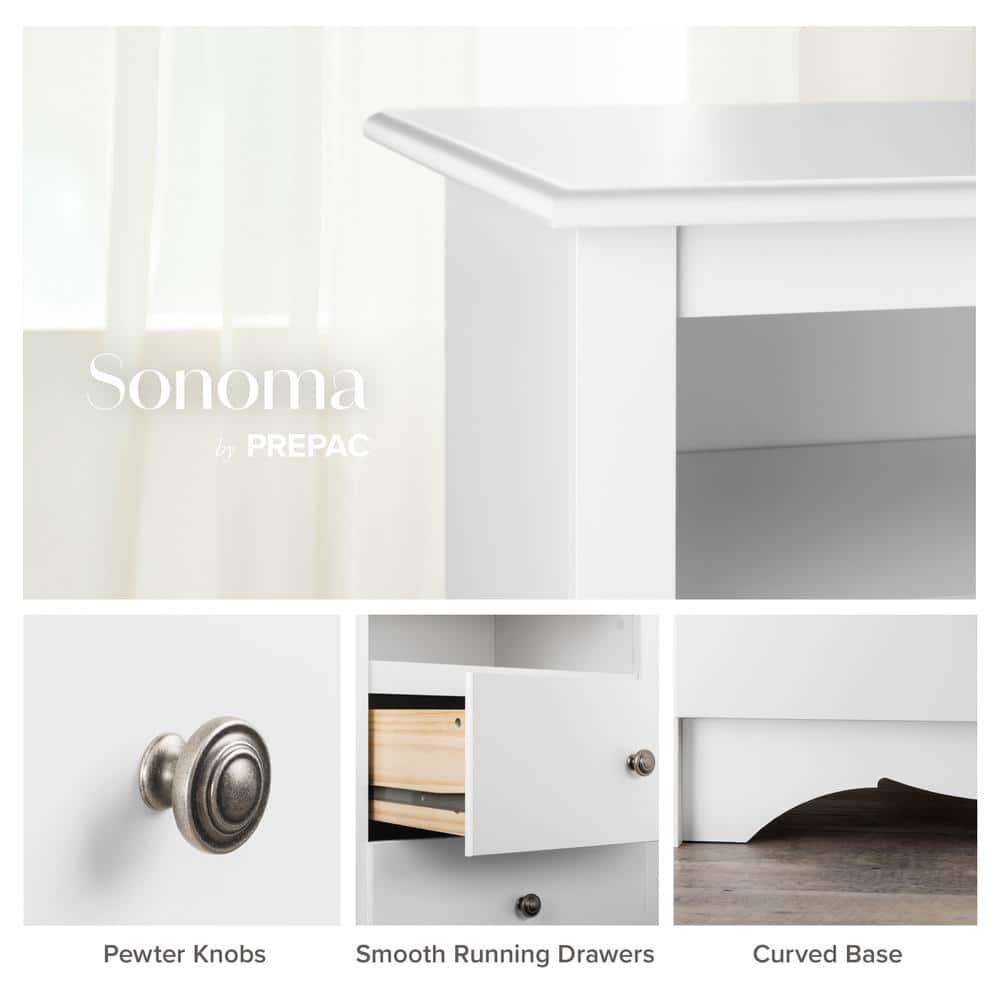53" Monterey Vertical Dresser White - Prepac: Bedroom Storage, 6-Drawer Lingerie Chest