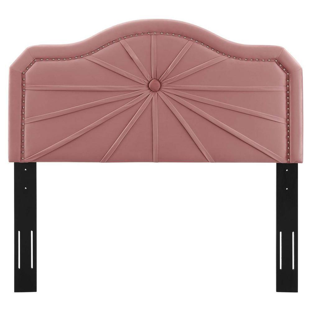 Modway Kristin Pleated Velvet King/California King Headboard in Dusty Rose