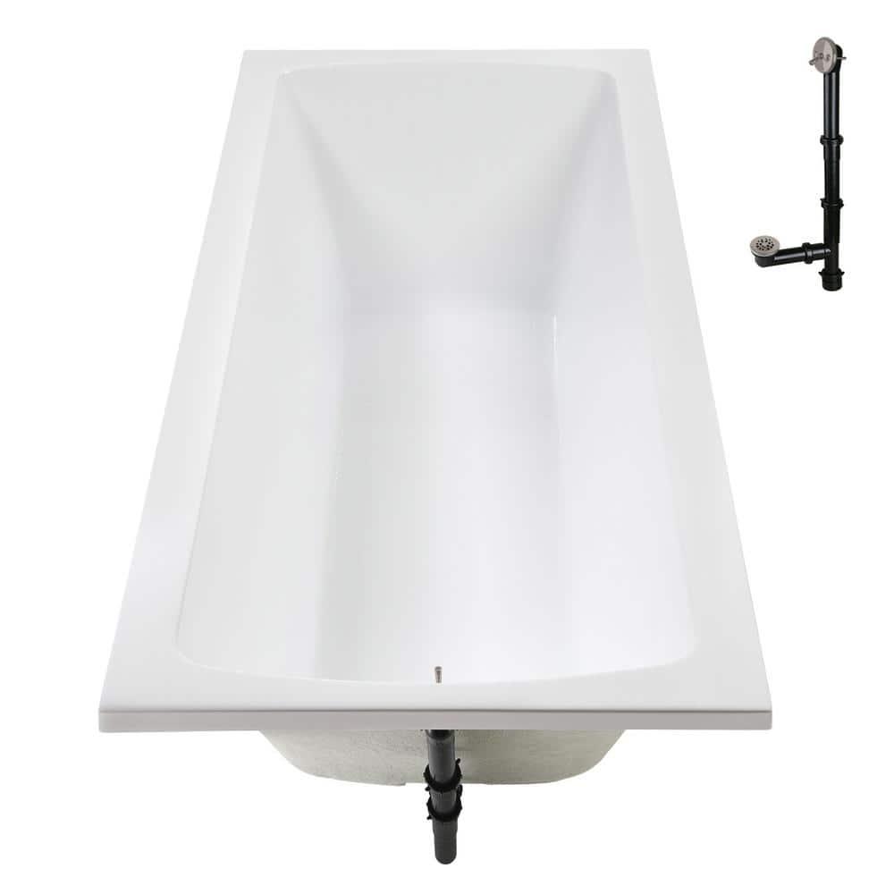 60'' x 32'' Acrylic Soaking Drop-In Bathtub, Drain Included