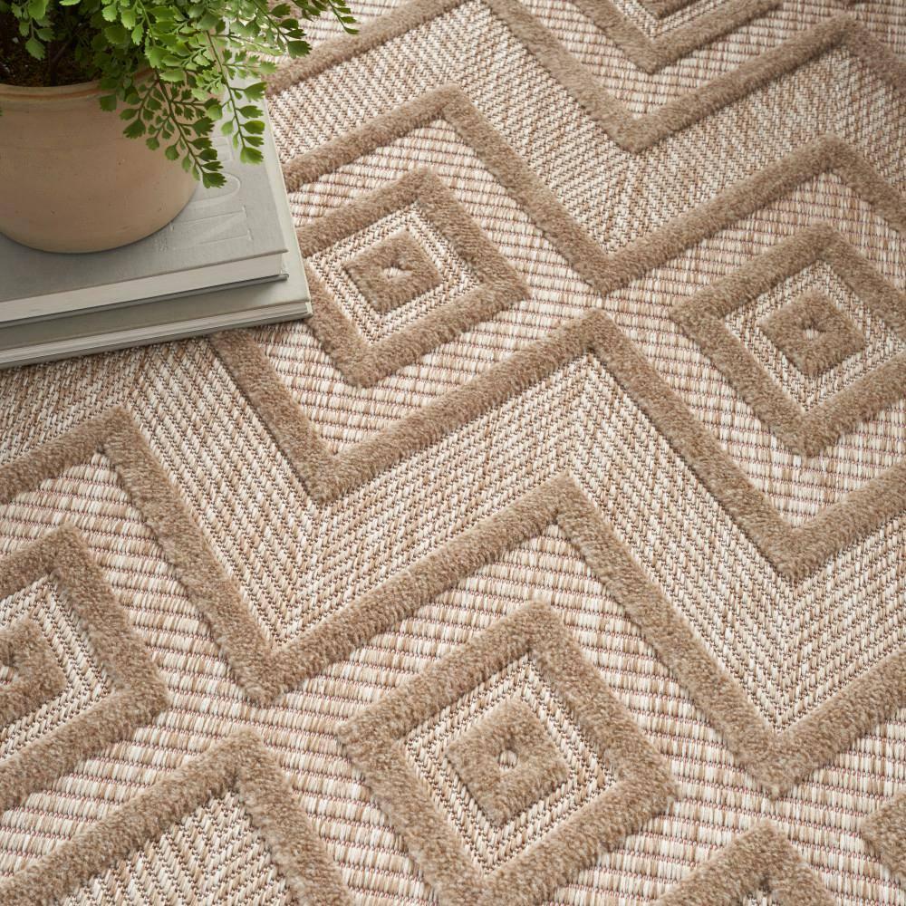 Nourison Versatile Diamond Geometric Flatweave Indoor Outdoor Area Rug Natural Beige 5' x 7'