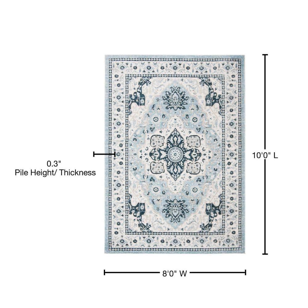 Isabella ISA936 Power Loomed Area Rug - Light Blue/Cream - 8'x10' - Safavieh