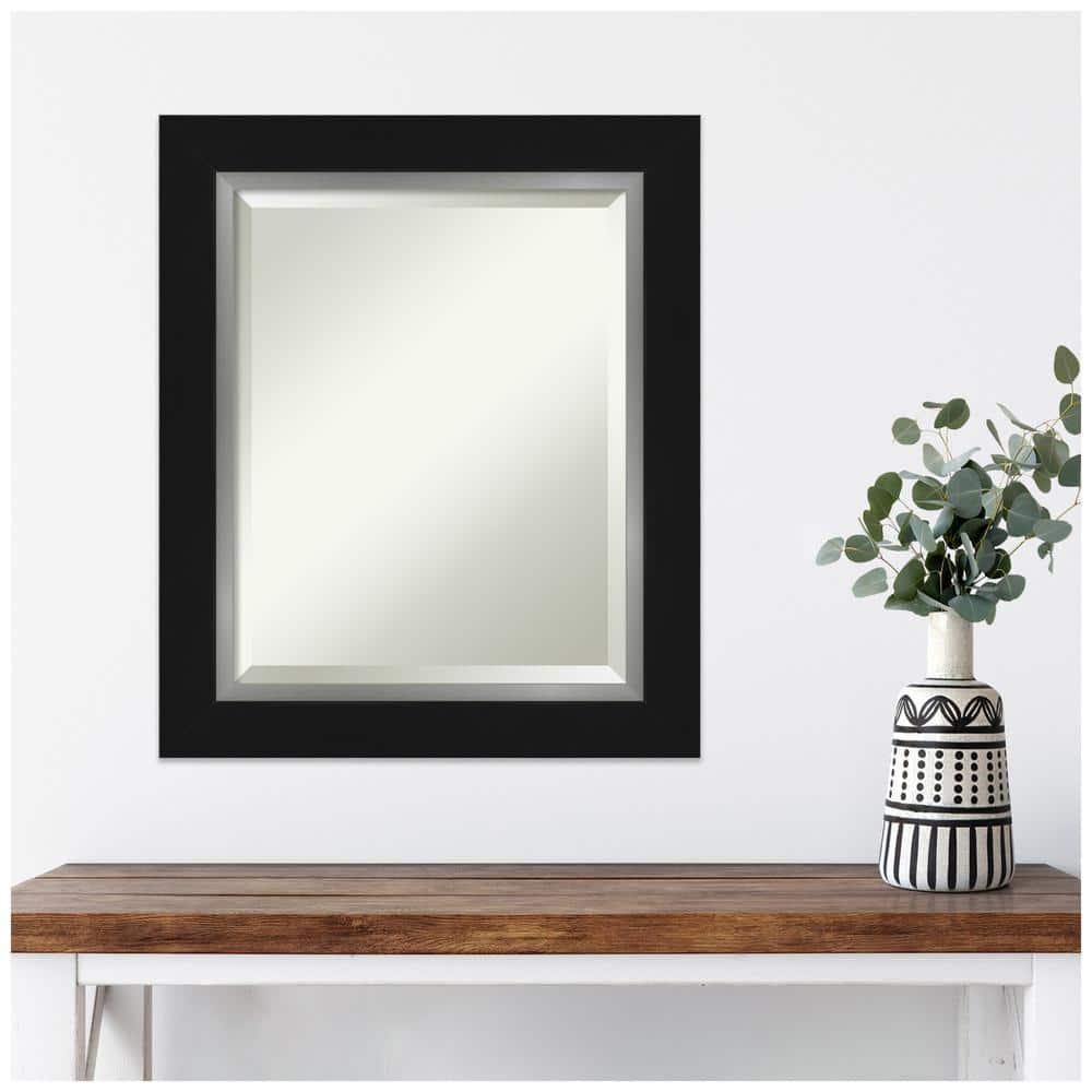 Amanti Art Eva Black Silver Framed Wall Mirror - 21.38 x 25.38 in
