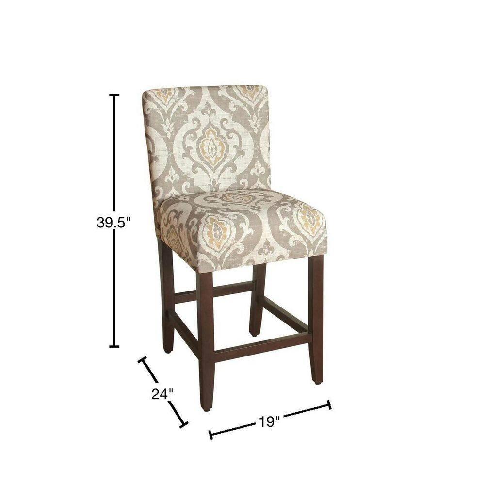 HomePop 24" Counter Height Barstool Natural : Upholstered, Wood Legs, Easy to Assemble