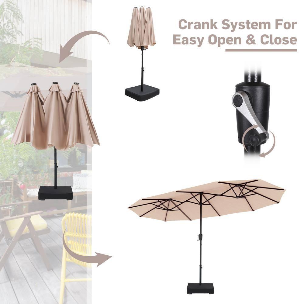 13 ft. Market No Weights Patio Umbrella 2-Side in Beige
