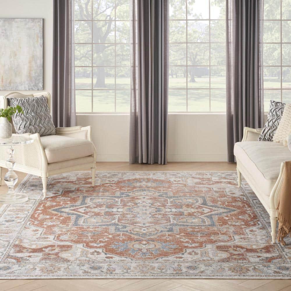 Nourison Astra Machine Washable Vintage Medallion Indoor Rug Gold/Multicolor 9' x 12'