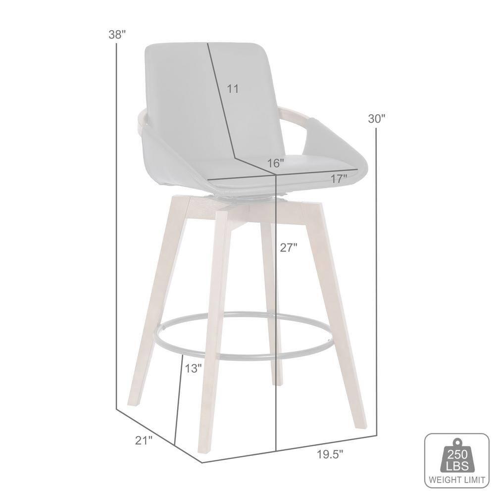 26" Baylor Faux Leather Wood Swivel Counter Height Barstool Gray/Walnut - Armen Living