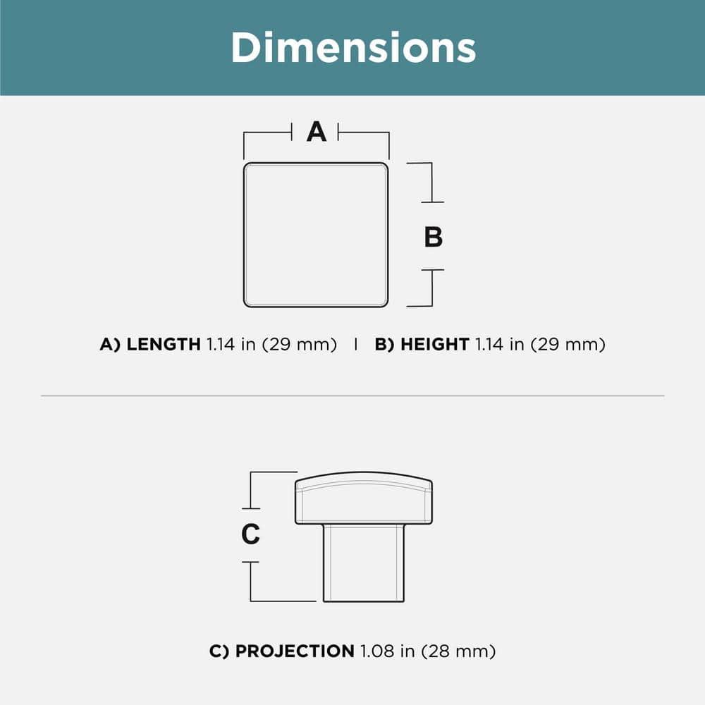 1 3/16" Length Square Knob