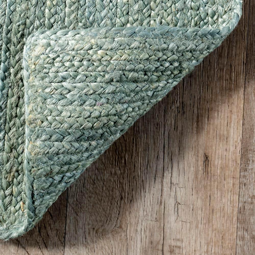 Nuloom 6x9 Rigo Jute Hand Woven Area Rug, Green, Solid Farmhouse Design, Natural Fiber Bedroom, Living Room, Kitchen