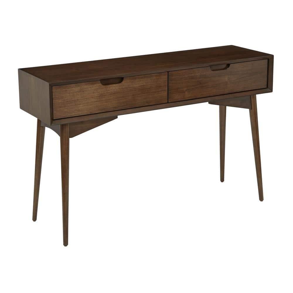 OSP Home Furnishings Copenhagen Console Table Walnut: 47.75" Wide, 2 Drawers, Wood Frame & Surface