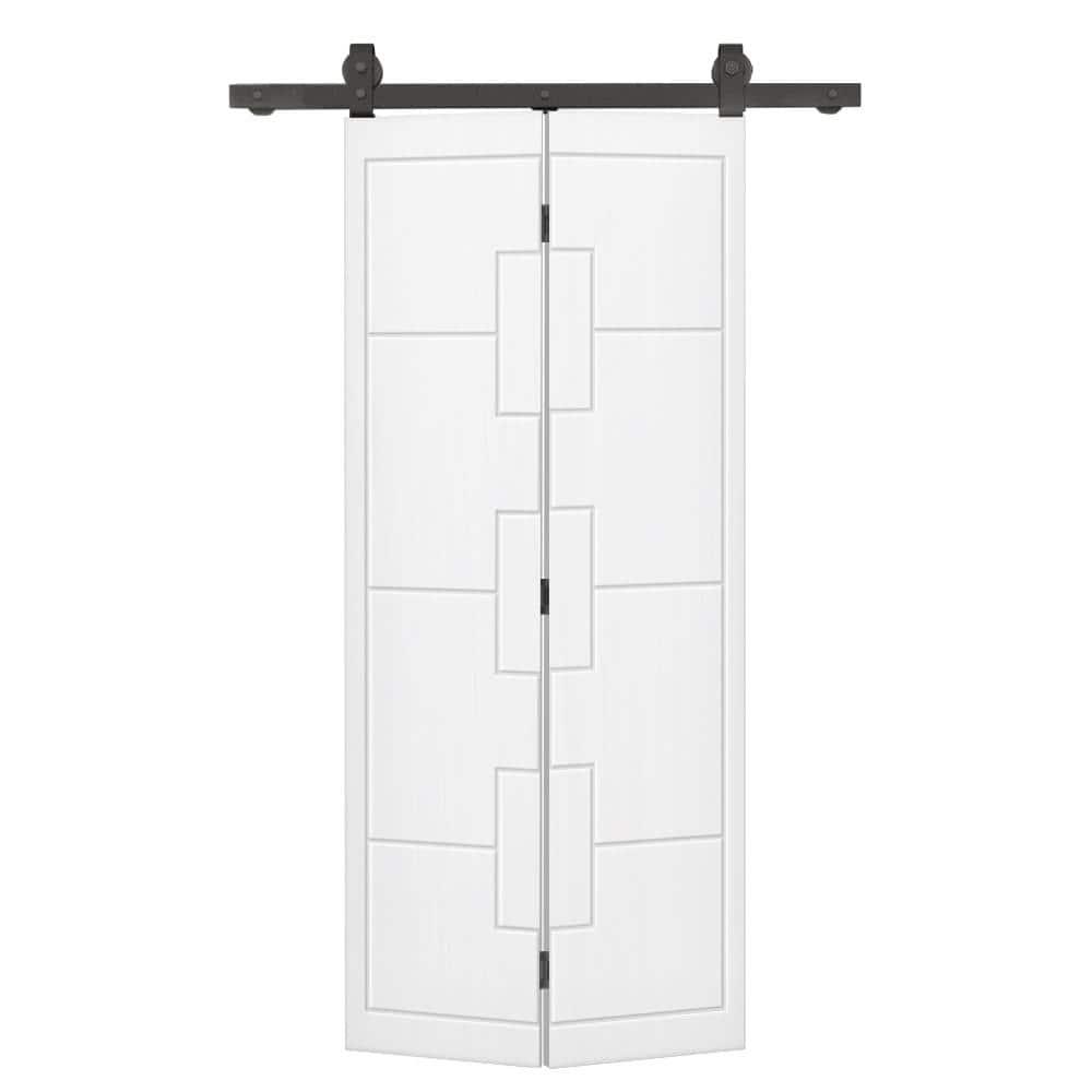 Calhome Modern Bi-Fold Barn Door with Sliding Hardware Kit