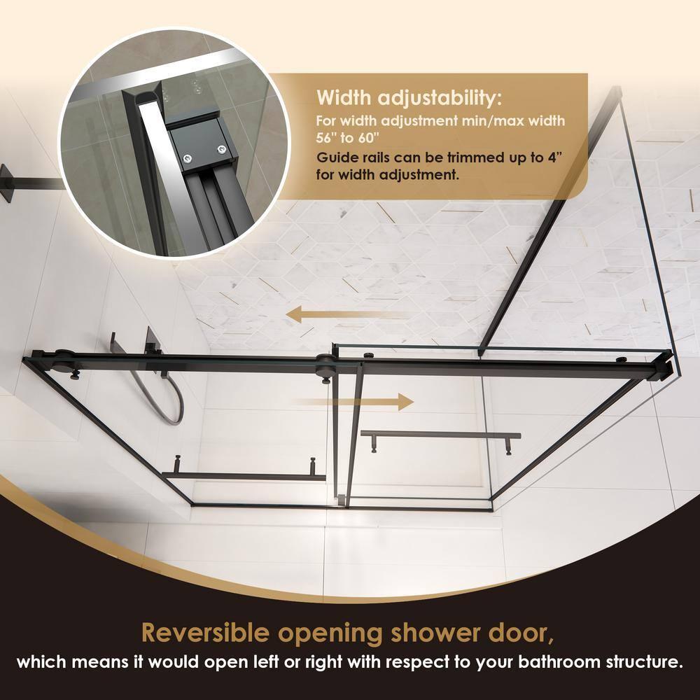 Belizzi 60" W x 76" H By Pass Frameless Exposed Roller Shower Enclosure with Clear Glass