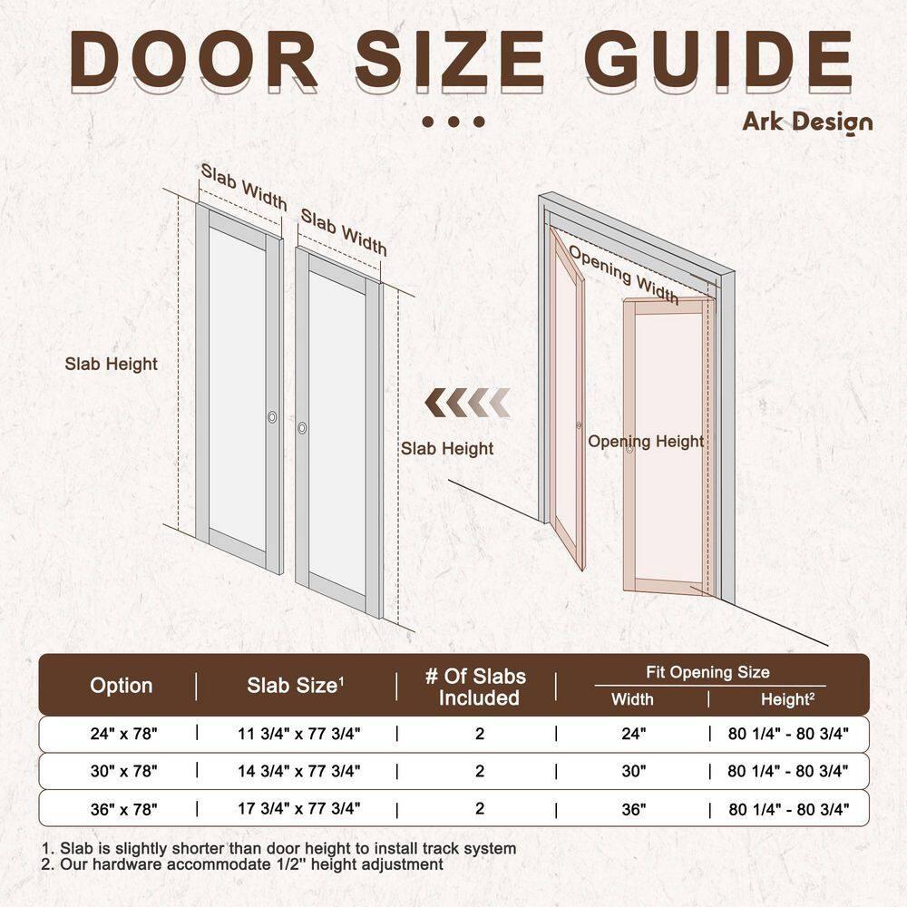 DOOOLI Glass Bifold Door - 3 Lite Transparent Glass Design With Bifold Door Lock & T Shape Handle