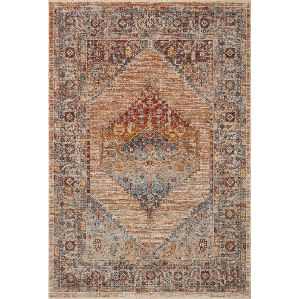 Loloi Rugs Sorrento Oriental Machine Made Power Loom Polyester Area Rug in Brown
