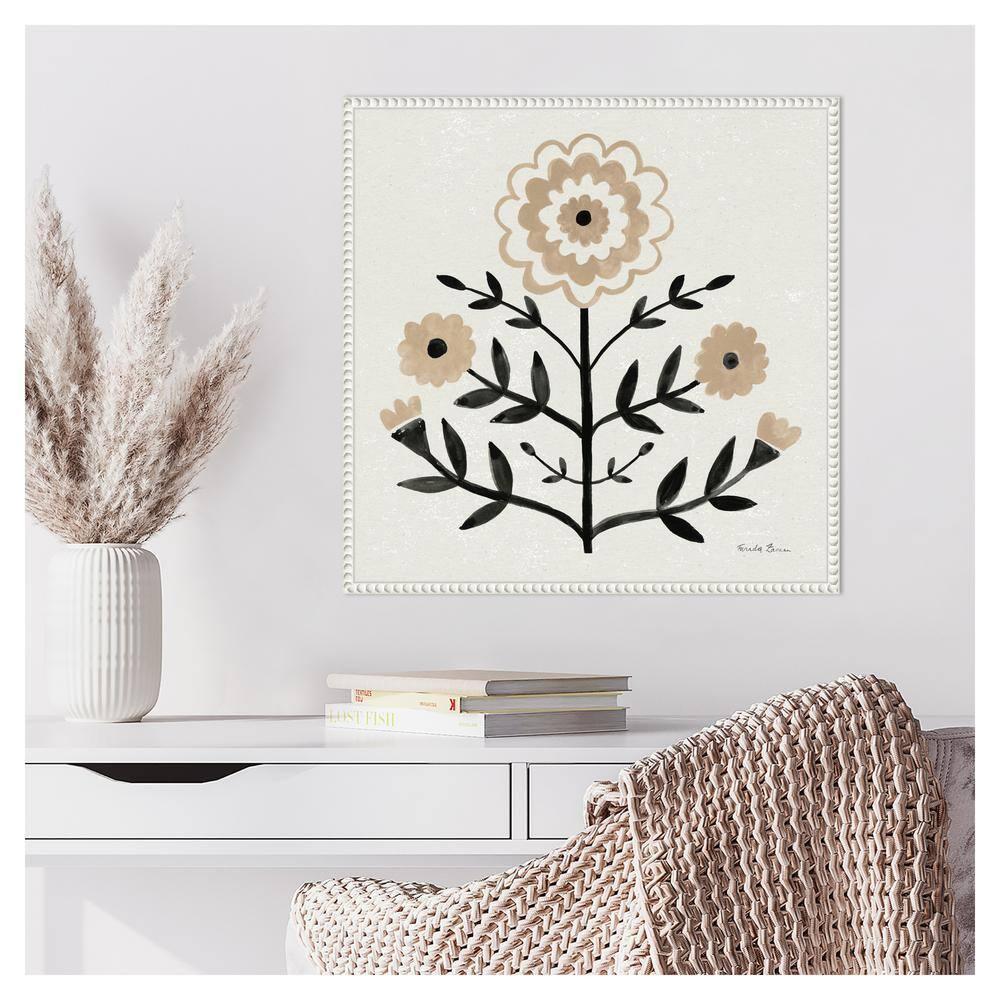 Amanti Art Garden Folk Flowers I by Farida Zaman Canvas Wall Art Print Framed 22 x 22-in.