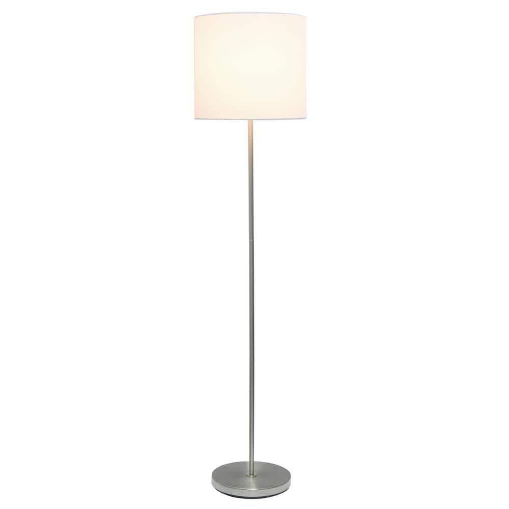 Drum Shade Floor Lamp White - Simple Designs: Brushed Nickel, Modern Style, ETL Listed