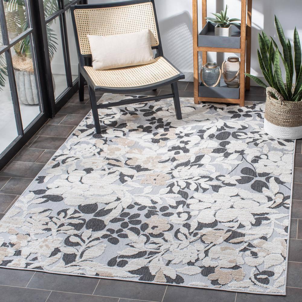 Cabana CBN672 Power Loomed Indoor Accent Rug - Ivory/Charcoal - 3'x5' - Safavieh