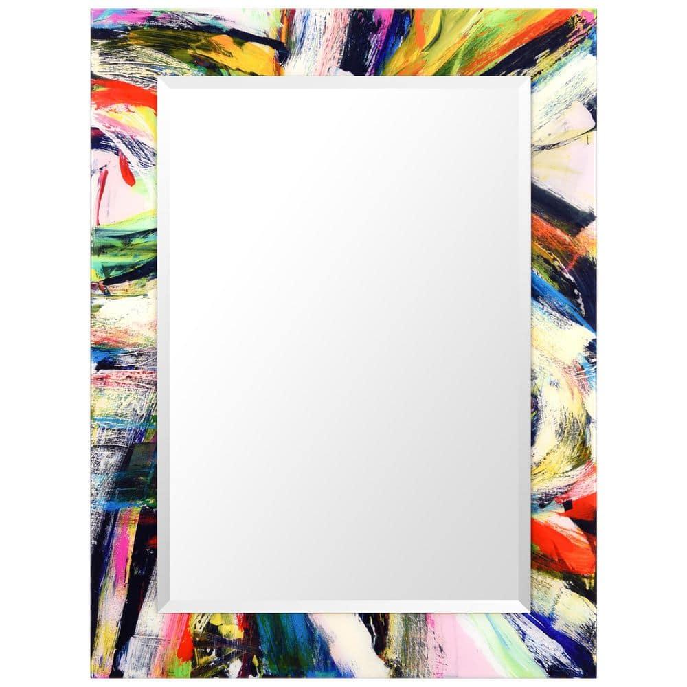 Empire Art Direct Rock Star Rectangular Beveled Mirror on Free Floating Printed Tempered Art Glass, 40" x 30" x 0.4" each, Ready to Hang