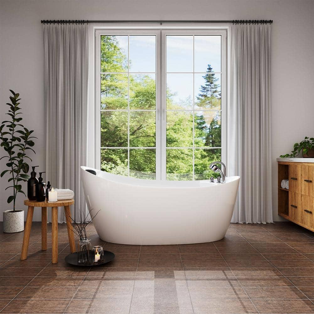 Empava EMP-67AIS02 67'' x 29.5'' Freestanding Whirlpool Plastic / Acrylic Bathtub with Faucet
